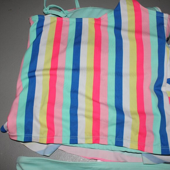 Multi Color 2 Pcs Justice Tankini Swimsuit Size 14 - Picture 6 of 10